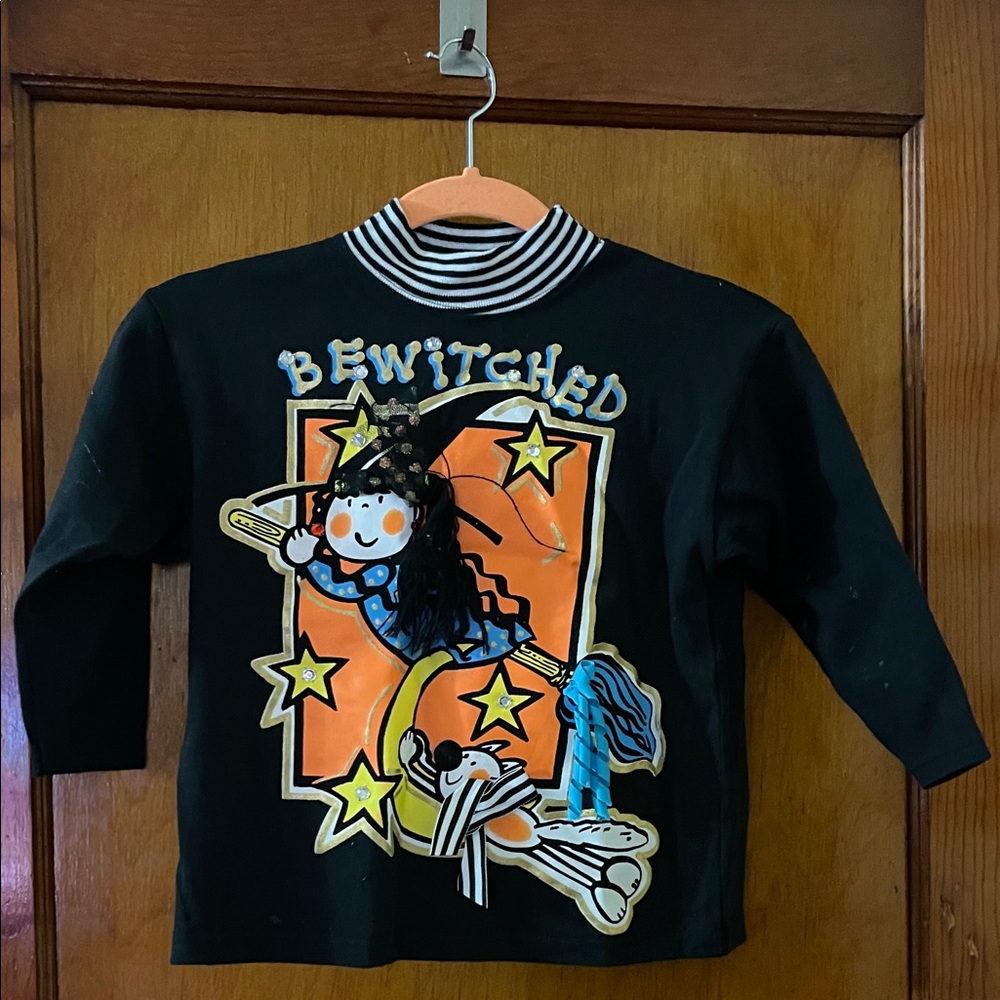 Vintage Bewitched Black Long Sleeve Kids Tee